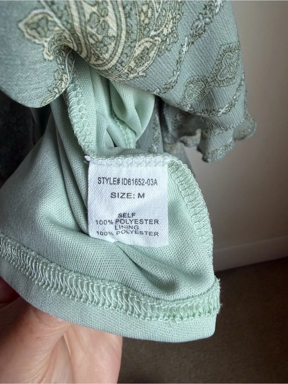 Altar'd State Sage Green Paisley Floral Mini Dress Boho Wrap V-Neck Medium 0070 - Picture 5 of 6